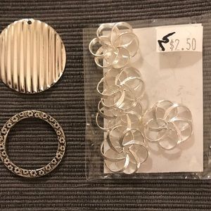 SILVER METAL ROUND TEXTURED CHARM PENDANTS LOT